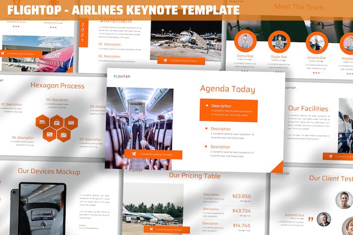 航空公司品牌介绍服务展示Keynote模板 - 顶尖PPT