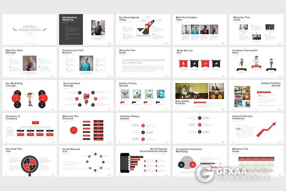 100页扁平化多种图表商务keynote模板 - 顶尖PPT