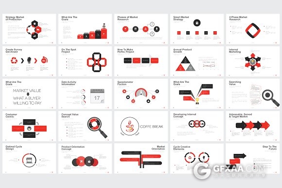 100页扁平化多种图表商务keynote模板 - 顶尖PPT