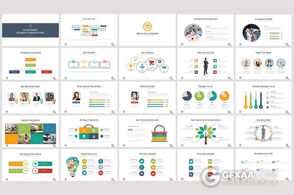 100页多色系图形图表年终总结通用keynote模板 - 顶尖PPT