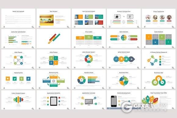 100页多色系图形图表年终总结通用keynote模板 - 顶尖PPT
