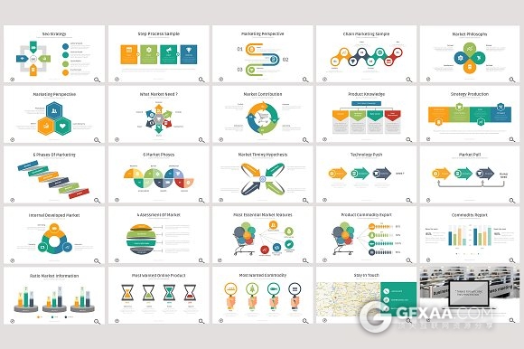 100页多色系图形图表年终总结通用keynote模板 - 顶尖PPT