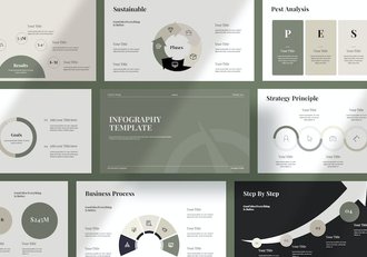 极简墨绿配色要点信息展示步骤图PPT模板 - 顶尖PPT