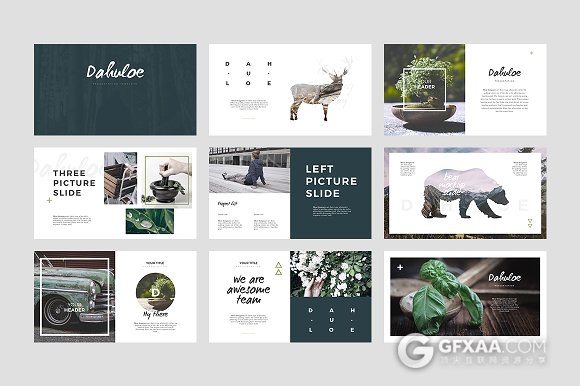 50多页简约创意动物剪影PPT模板 - 顶尖PPT