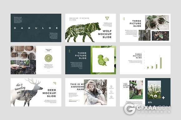 50多页简约创意动物剪影PPT模板 - 顶尖PPT