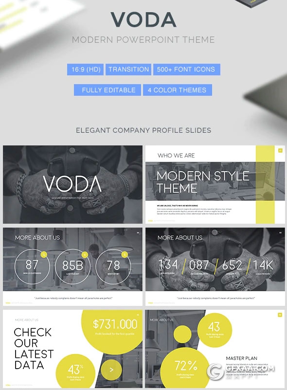 80多页欧美商务总结报告PPT模板5种配色主题 - 顶尖PPT