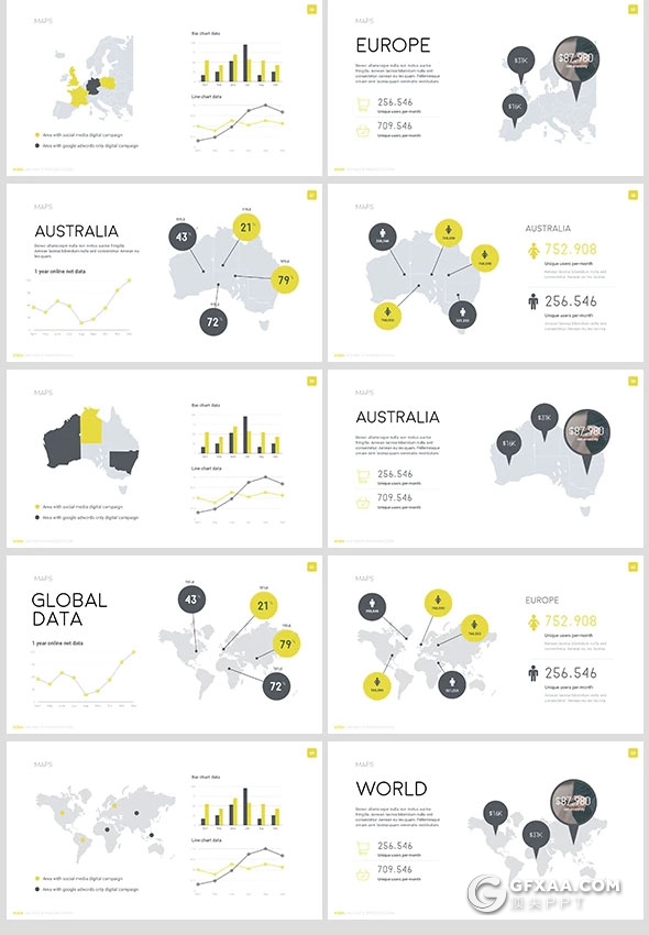 80多页欧美商务总结报告PPT模板5种配色主题 - 顶尖PPT