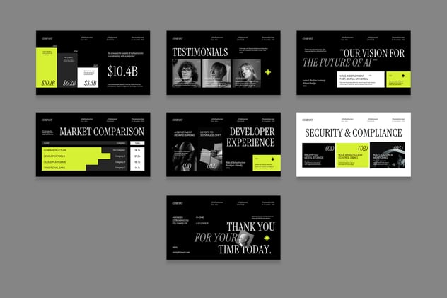 黑绿色现代人工智能演讲主题keynote模板 - 顶尖PPT