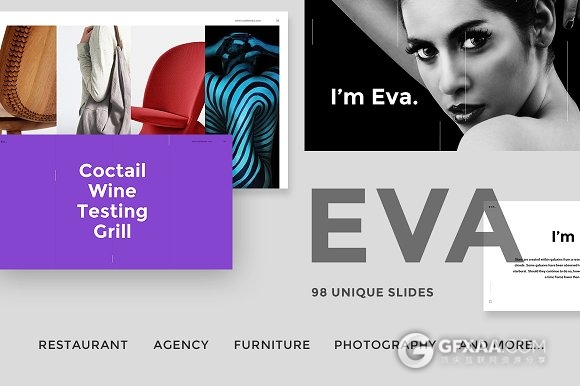 98页简约时尚人物图片展示报告keynote模板 - 顶尖PPT