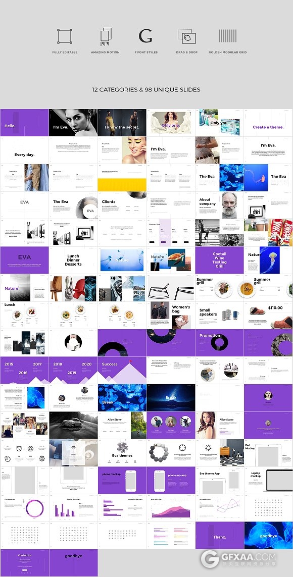 98页简约时尚人物图片展示报告keynote模板 - 顶尖PPT