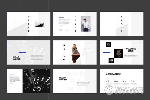 110页扁平化极简风格PPT模板包含图片 - 顶尖PPT