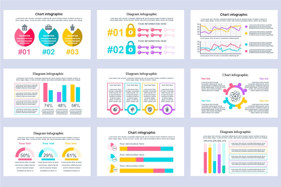 彩色信息图形图表PPT模板 - 顶尖PPT