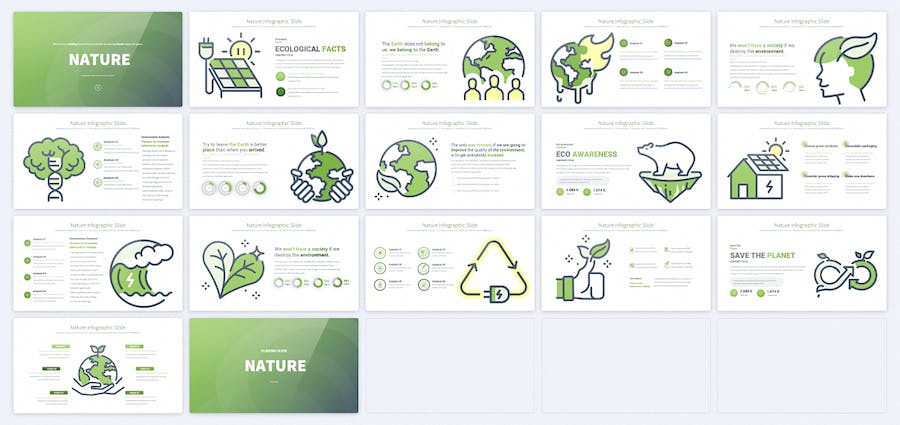 自然生态环境保护图形插画PPT模板 - 顶尖PPT