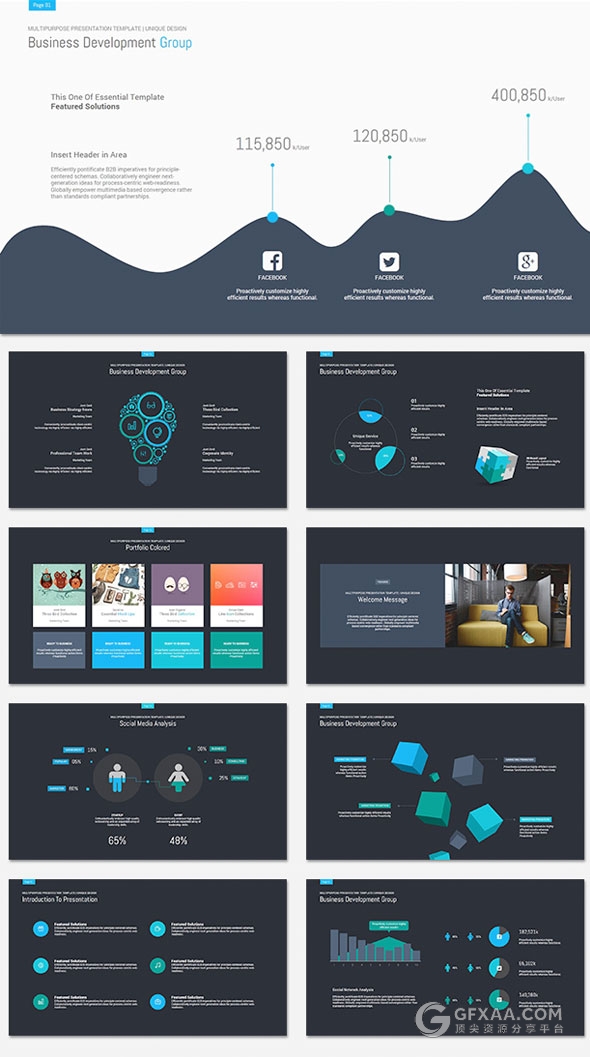 100多页商务精美图形图标设计多用途PPT模板 - 顶尖PPT