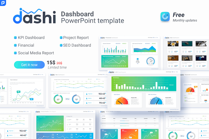 数据仪表板可视化展示PPT模板 - 顶尖PPT