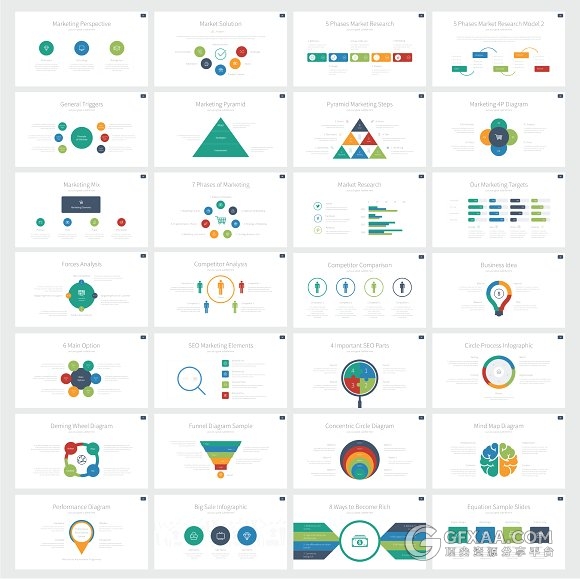 116页扁平化简约风格年终总结keynote模板 - 顶尖PPT