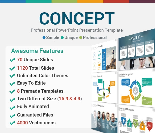 8种主题配色70多页商务总结PPT模板 - 顶尖PPT