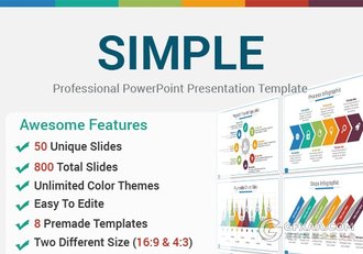 50页扁平化图形图表总结汇报PPT模板 - 顶尖PPT