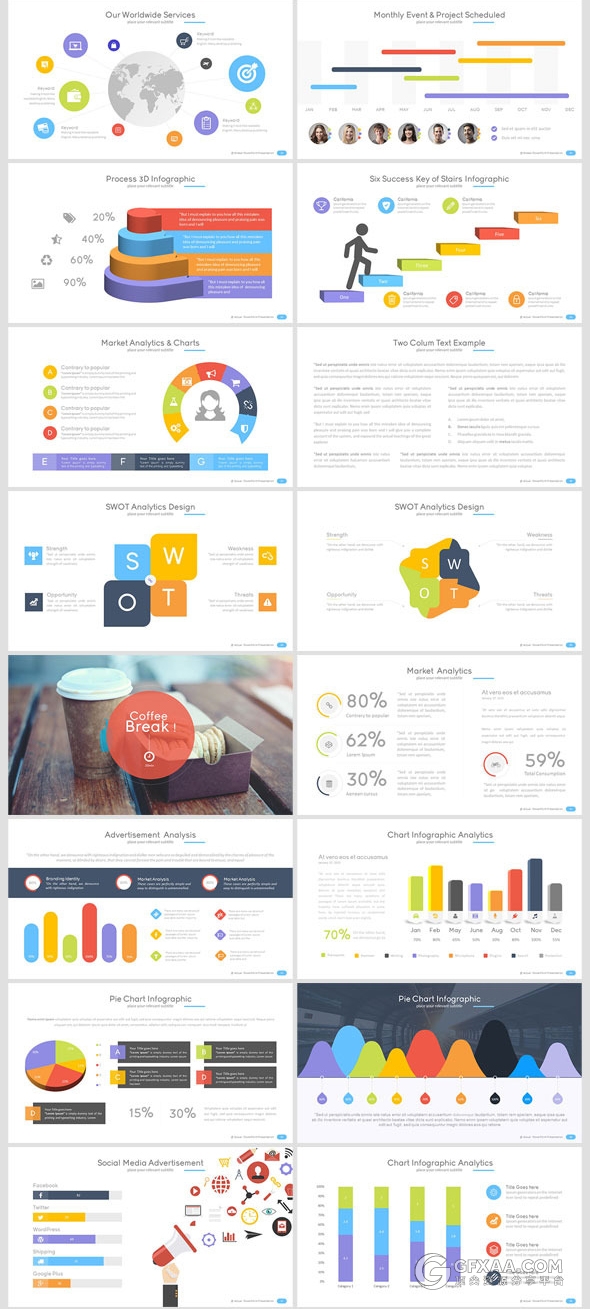 100多页精美配色设计效果多用途PPT模板 - 顶尖PPT