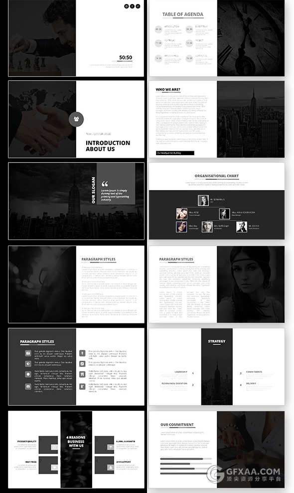50页简约黑白灰搭配通用PPT模板 - 顶尖PPT