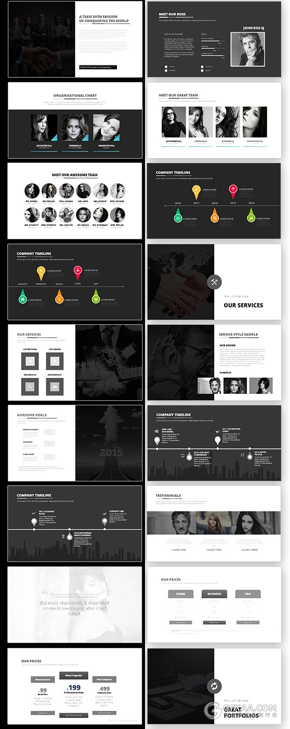 50页简约黑白灰搭配通用PPT模板 - 顶尖PPT