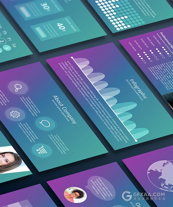 90多页梦幻IOS风格PPT模板11种配色方案 - 顶尖PPT