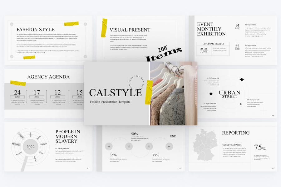 极简时尚流行服饰市场分析报告PPT模板 - 顶尖PPT