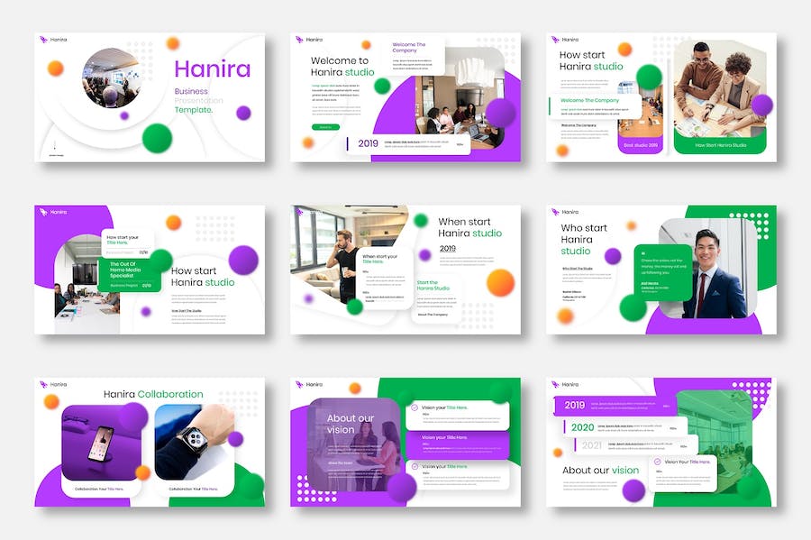 虚化圆球国外商务风格PPT模板 - 顶尖PPT