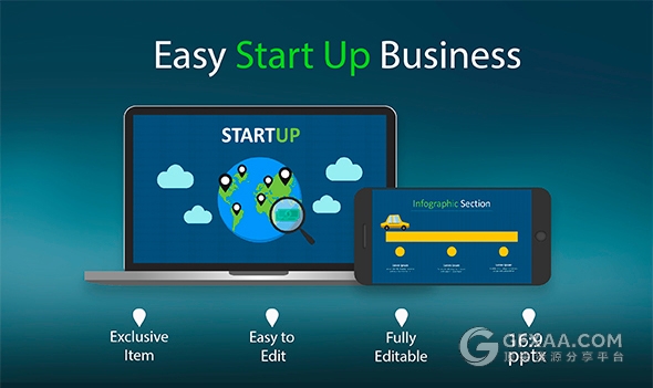 卡通动画风格团队商务PPT模板 - 顶尖PPT