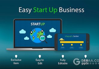 卡通动画风格团队商务PPT模板 - 顶尖PPT