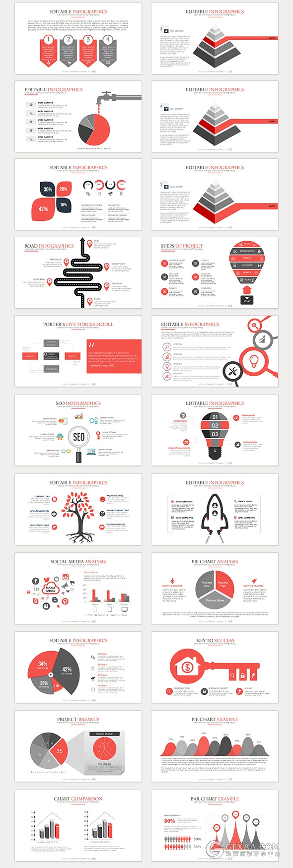 100页扁平化简约商务通用PPT模板 - 顶尖PPT