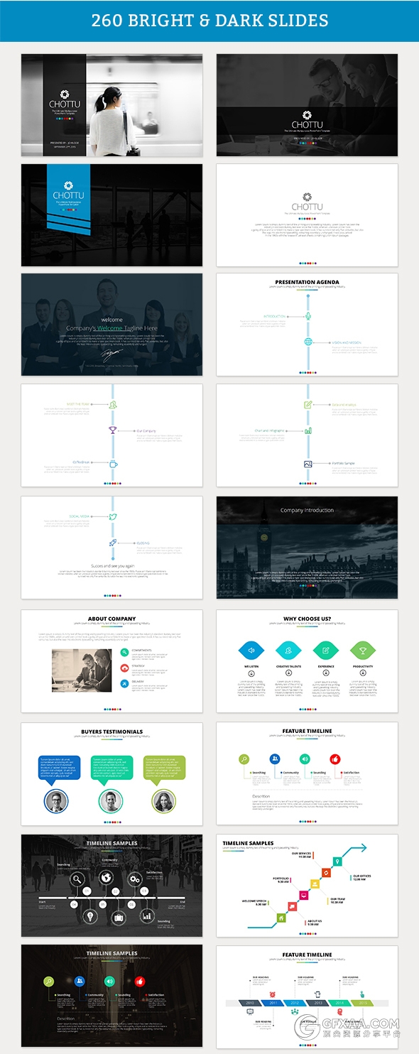 130多页扁平化商务多用途PPT模板 - 顶尖PPT