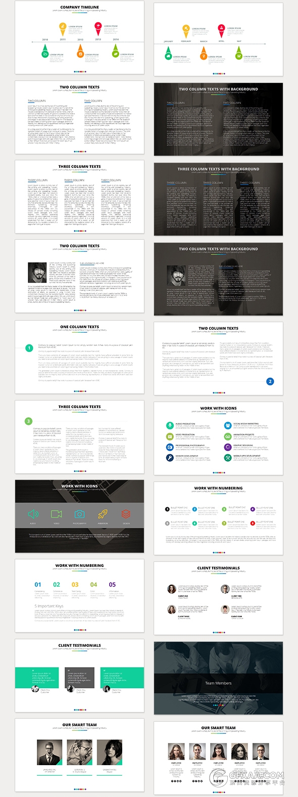 130多页扁平化商务多用途PPT模板 - 顶尖PPT