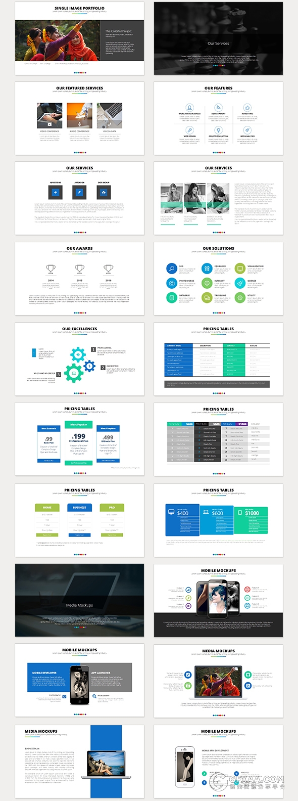 130多页扁平化商务多用途PPT模板 - 顶尖PPT