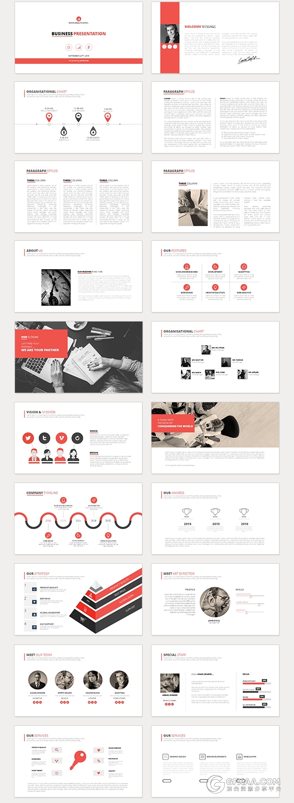 扁平化简约商务风格PPT模板 - 顶尖PPT