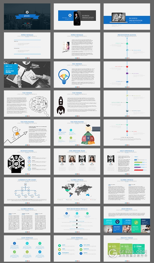 多色系商务汇报图形图表PPT模板 - 顶尖PPT