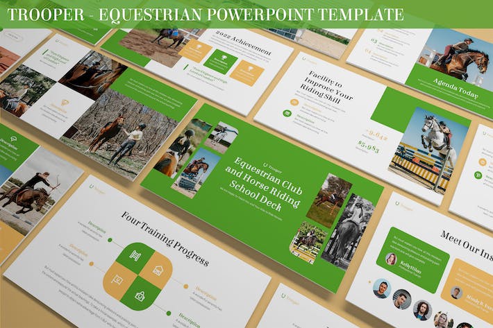 骑兵马术马场骑马运动主题国外PPT模板 - 顶尖PPT