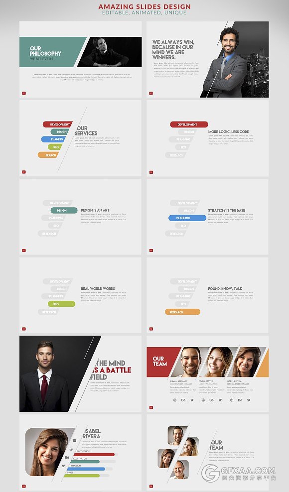 90多页欧美商务风格PPT通用模板 - 顶尖PPT