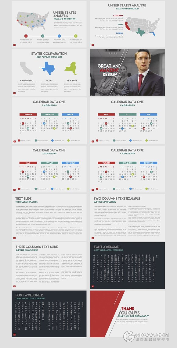 90多页欧美商务风格PPT通用模板 - 顶尖PPT
