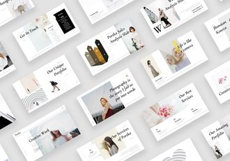 极简摄影模特作品展示PPT模板 - 顶尖PPT