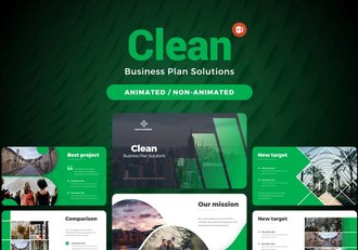 绿色简约商业计划解决方案信息图形PPT模板 - 顶尖PPT