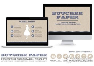 复古牛皮纸做旧文艺风格PPT模板 - 顶尖PPT