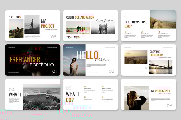 设计作品集投资组合展示keynote模板 - 顶尖PPT