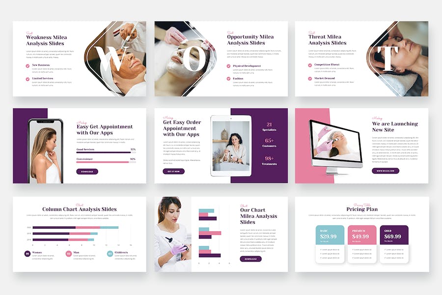 美容水疗行业解决方案展示PPT模板 - 顶尖PPT