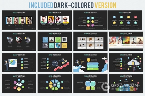 90多页精美卡通图形设计商务多用途PPT模板 - 顶尖PPT