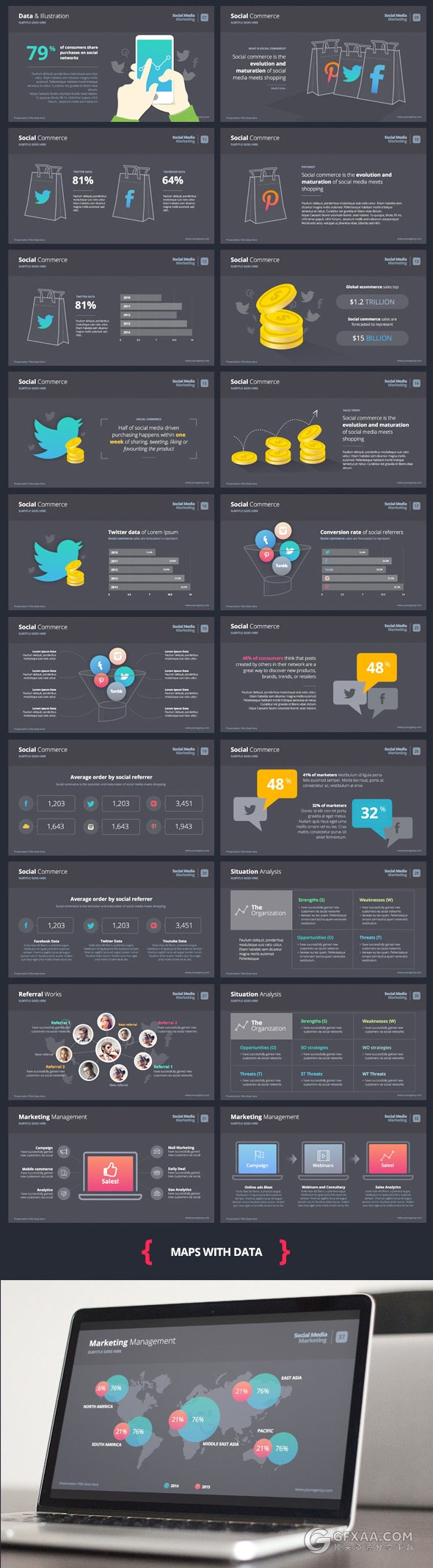 【推荐】精美渐变图形图标精美动画特效PPT模板 - 顶尖PPT