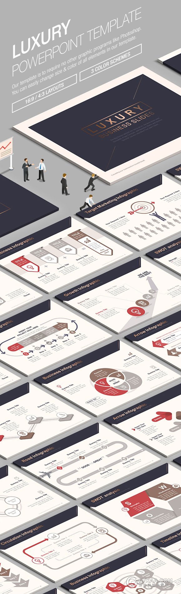 3种配色方案4:3比例布局通用PPT模板 - 顶尖PPT