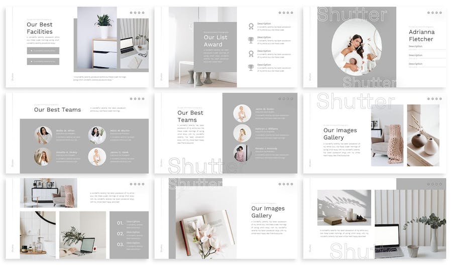 极简风格快门摄影展示PPT模板 - 顶尖PPT