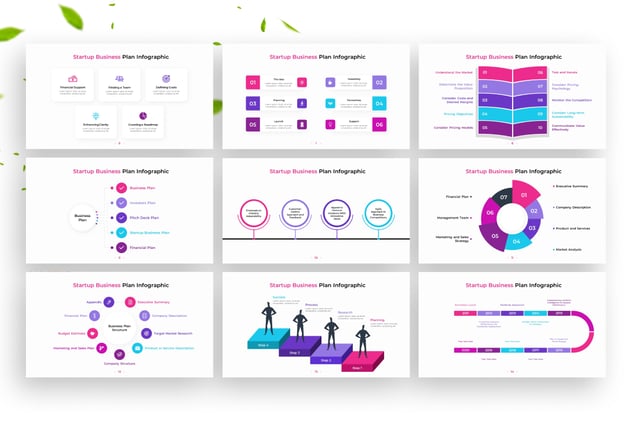 彩色商业计划信息图形PPT模板 - 顶尖PPT