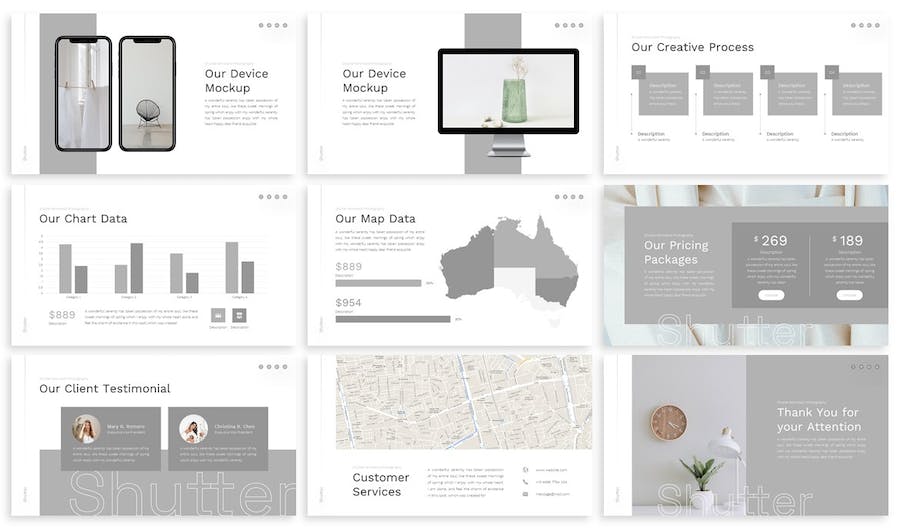 极简风格快门摄影展示PPT模板 - 顶尖PPT